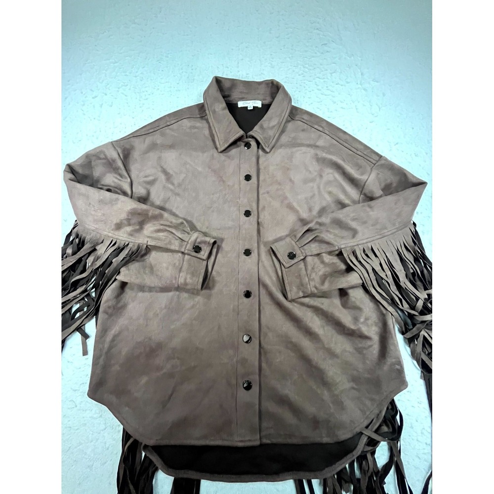Cloud Ten Jacket Womens Medium Taupe Suede Fringe Dramatic Fringe Western Snap
